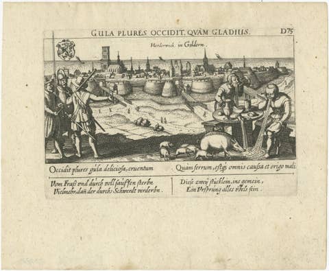 Gluttony Kills More Than the Sword, Harderwijk Engraving, c.1625