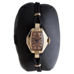 Glycine 14Ktn Rose Gold Art Deco Damenuhr mit Original-Zifferblatt circa 1940's