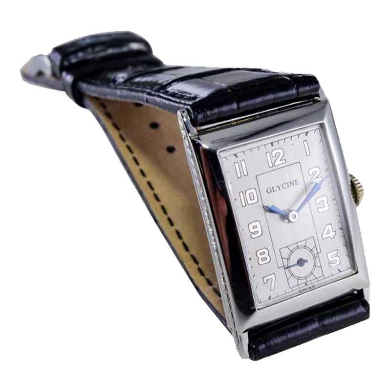 Glycine 18kt. White Gold Art Deco High Grade Hand Made Watch, circa 1930's For Sale 2