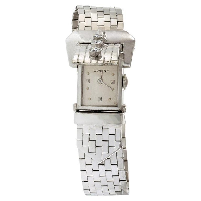 Glycine Cocktail Bracelet Watch 14K White Gold and Diamonds  display picture 3