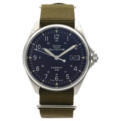 Glycine Combat 6 Montre automatique à cadran noir vintage en acier avec cadran, pour hommes GL0122