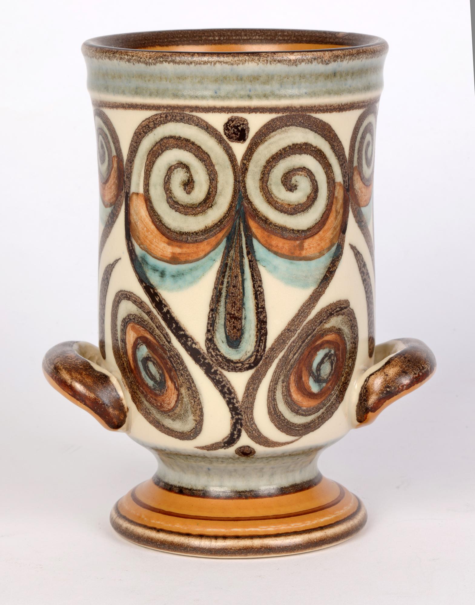 Hand-Painted Glyn Colledge Langley Pottery Soraya Pattern Vase For Sale