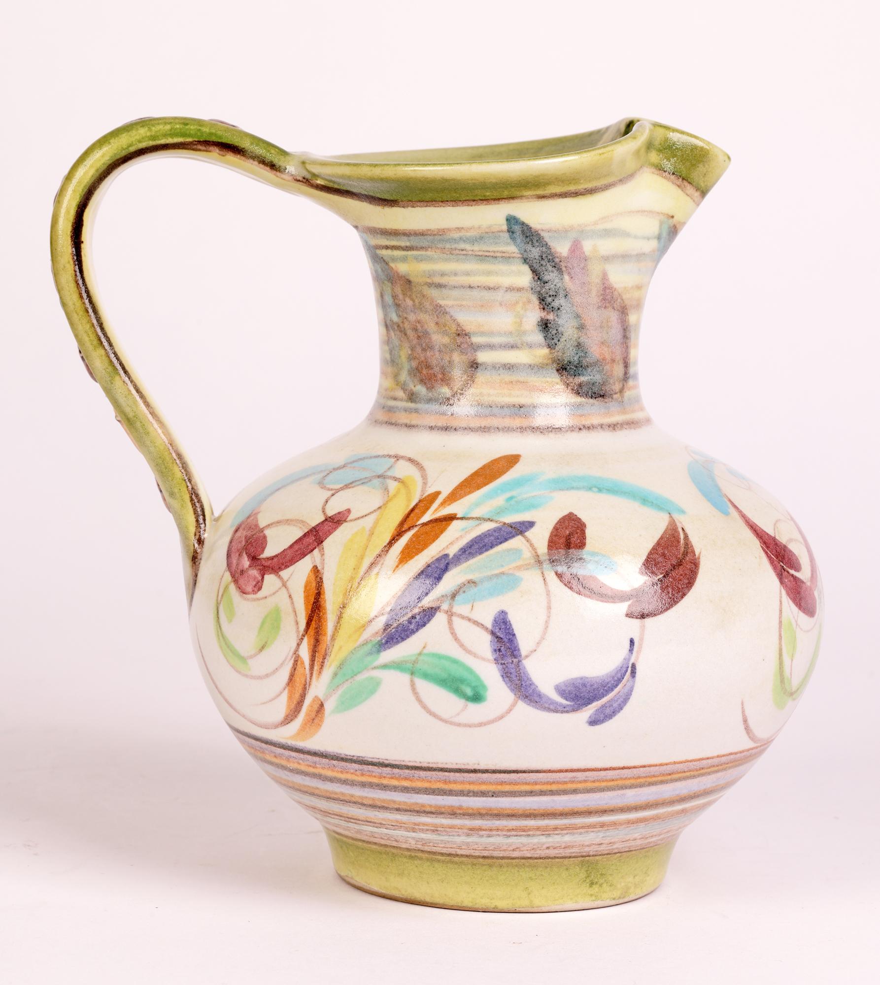 Glyn Colledge Mid-Century Floral Pattern Denby Art Pottery Jug For Sale 1