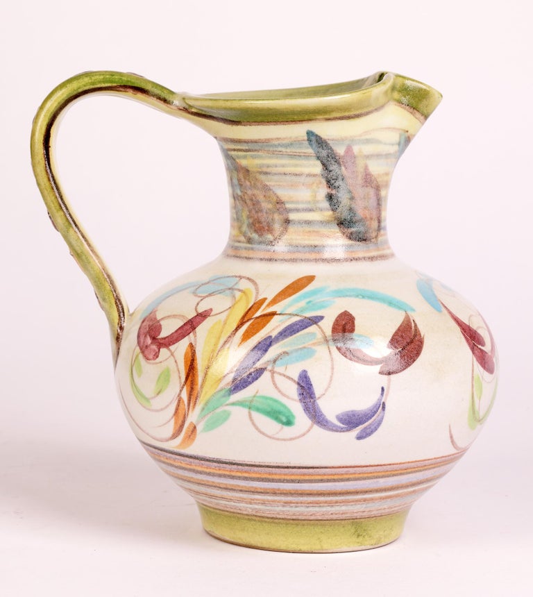Glyn Colledge Mid-Century Floral Pattern Denby Art Pottery Jug For Sale 2