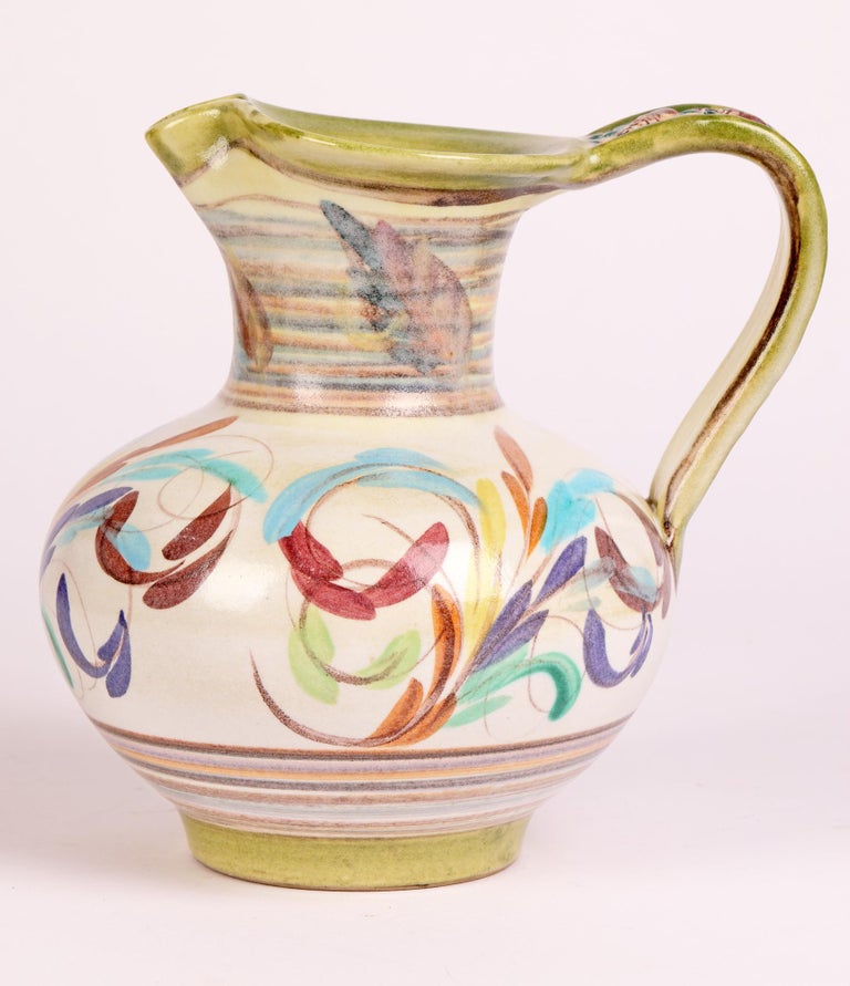 Glyn Colledge Mid-Century Floral Pattern Denby Art Pottery Jug For Sale 7