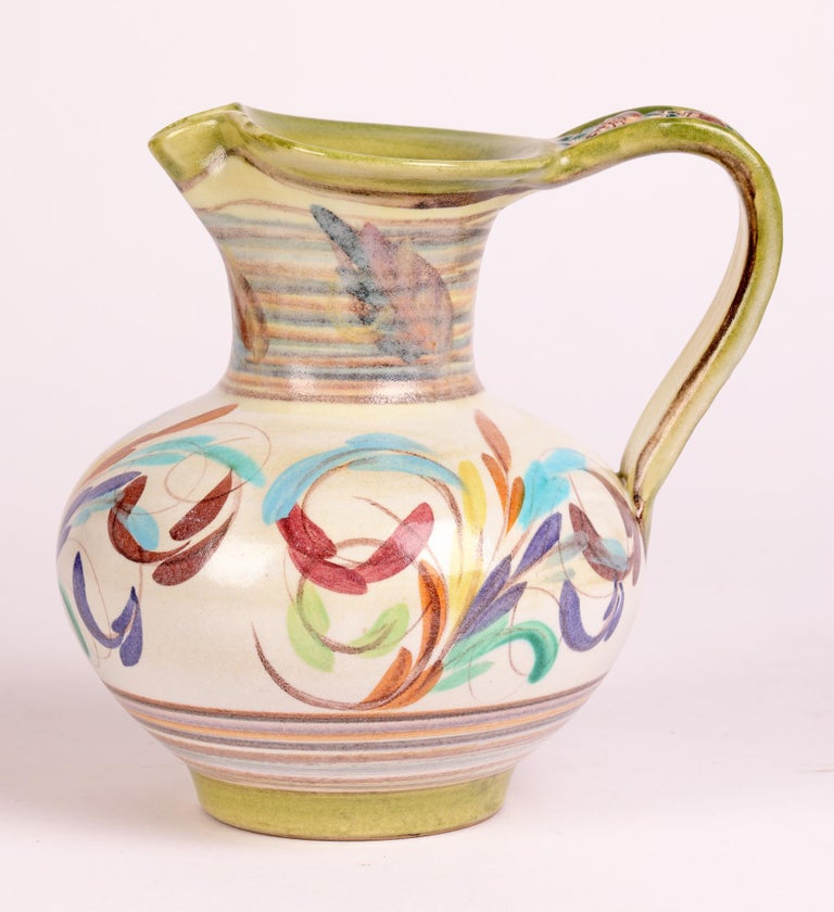 Glyn Colledge Mid-Century Floral Pattern Denby Art Pottery Jug For Sale 9