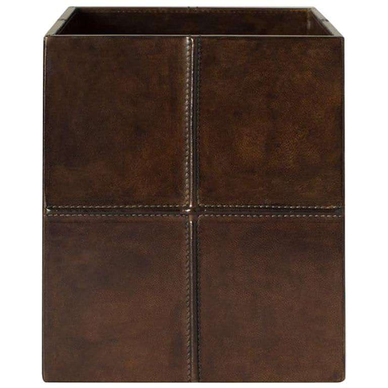 Ben Soleimani Glyn Leather Wastebasket - Camel For Sale