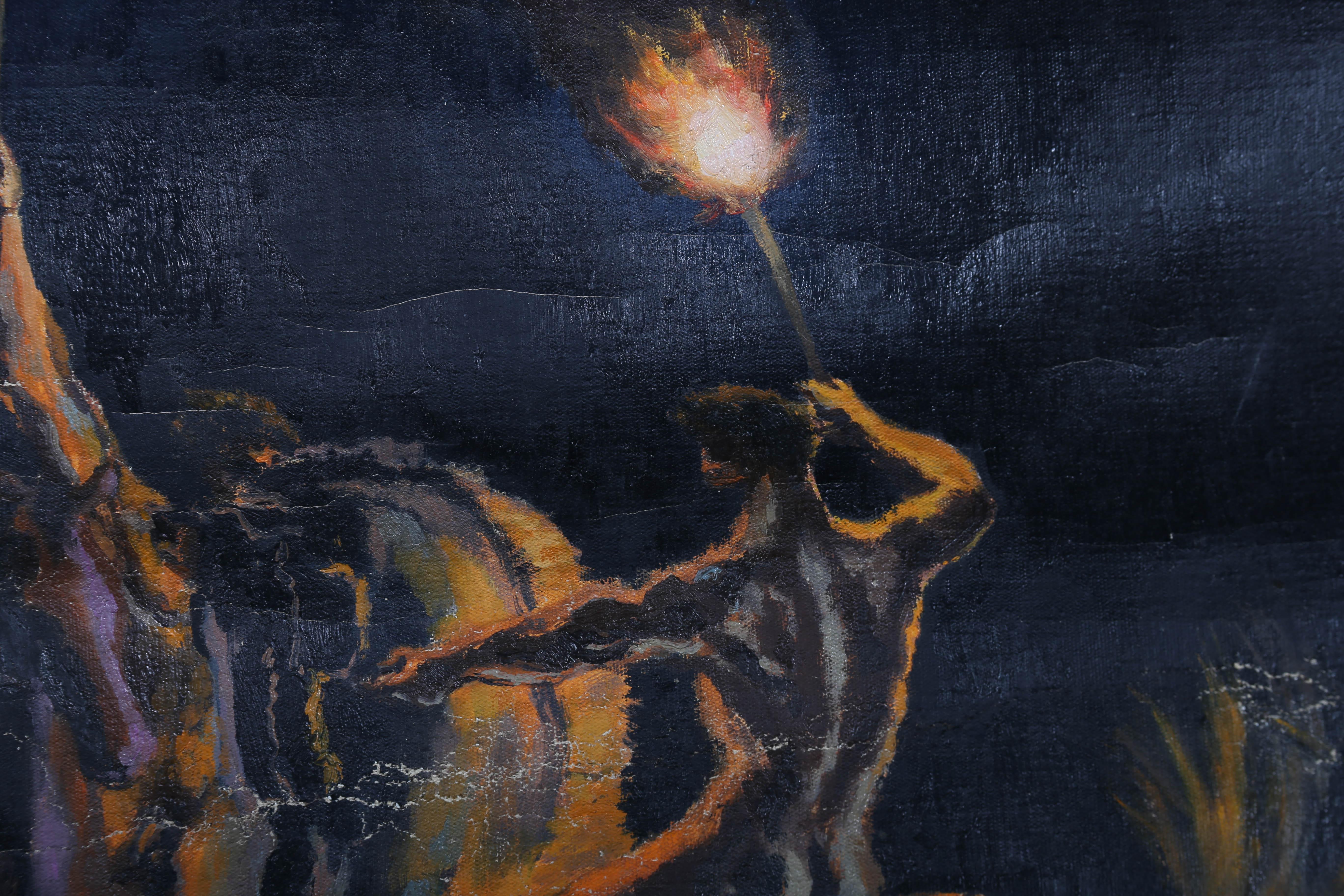 Glyn Morgan (1926-2015) - Contemporary Oil, Figures on Horseback 3