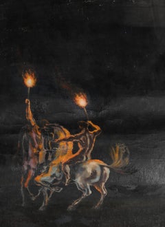 Glyn Morgan (1926-2015) - Contemporary Oil, Figures on Horseback
