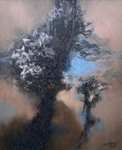 God of Winter Plants - Welsh 60s Abstract art oil painting landscape flora fauna