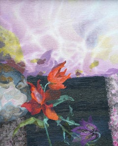 Orange Tulips - British Post Impressionist floral art oil painting flowers