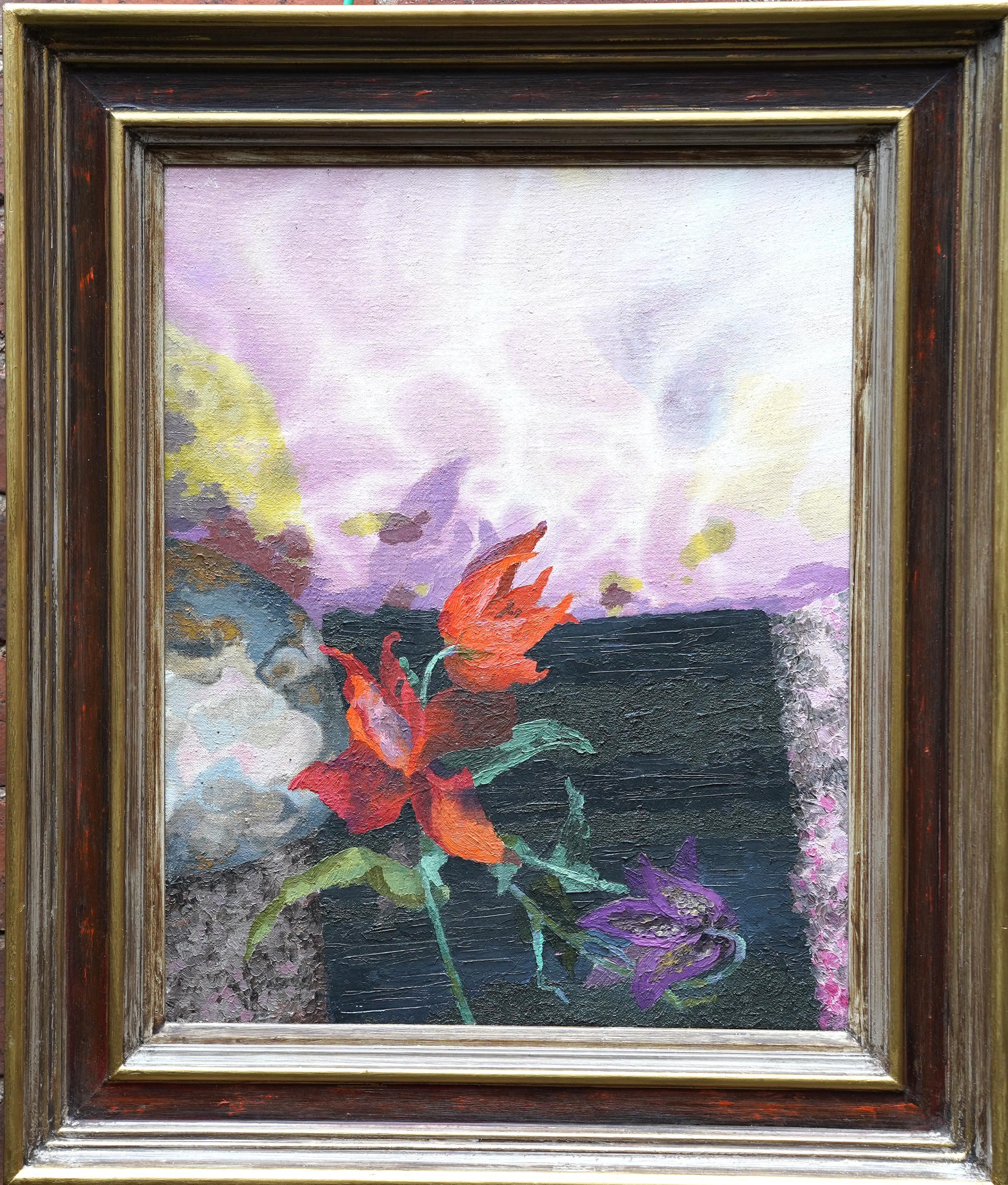 Orange Tulips - British Post Impressionist floral art oil painting flowers