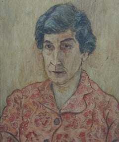 Portrait de Nellie - peinture à l'huile post-impressionniste galloise des années 1950 étiquette exh.