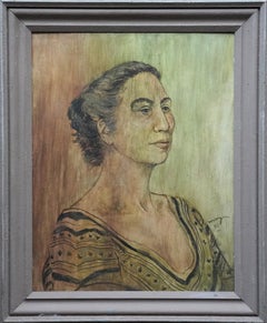Portrait de Tana Sayers (Metana Galleani) - Peinture à l
huile post-impressionniste des années 50
