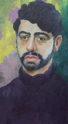 Self Portrait of Artist - Welsh Post Impressionist 1960's art oil painting