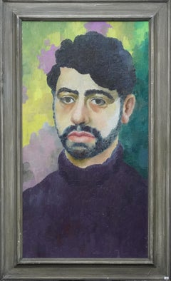 Self Portrait of Artist - Welsh Post Impressionist 1960
s art oil painting