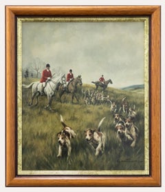 Glynn Williams (geb.1955) – Gerahmtes Ölgemälde, „Hounds on the Hill“, 20. Jahrhundert