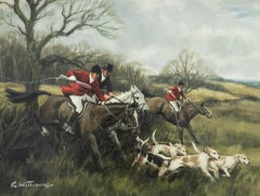 Glynn Williams (b.1955) - Framed 20th Century Oil, Hunt & Hounds