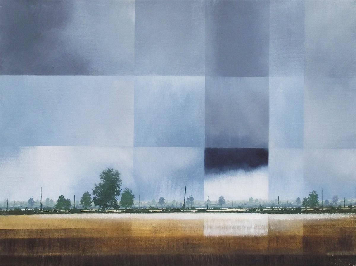 Bring on the Rain - Contemporary British Landscape: Oil on Canvas painting - Painting by Glynne James