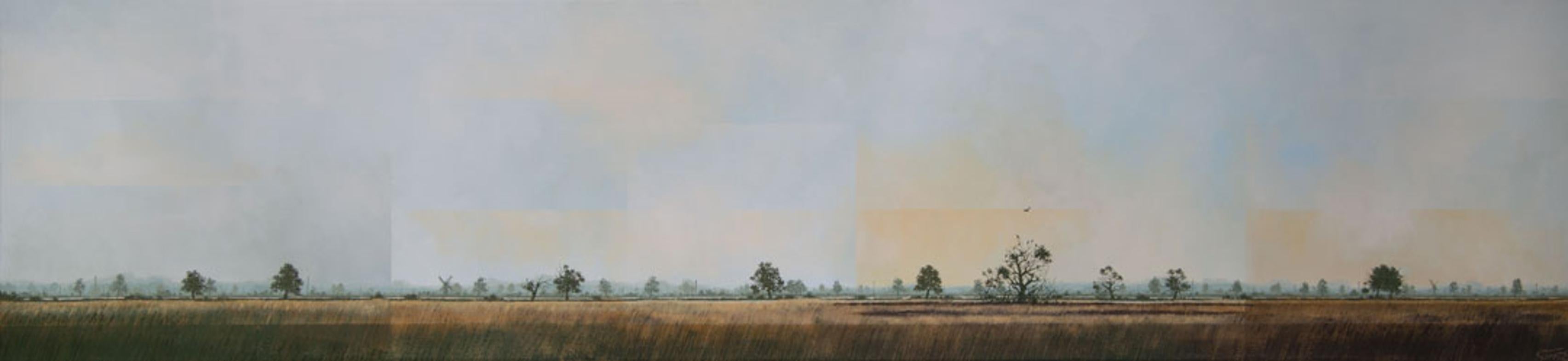 Glynne James Landscape Painting - Broadland Roost - Contemporary Rural Landscape: Oil on Canvas