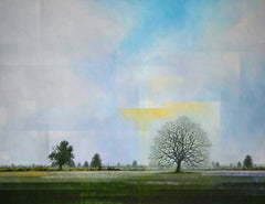 End of Days - contemporary rural landscape fields trees sky oil painting canvas