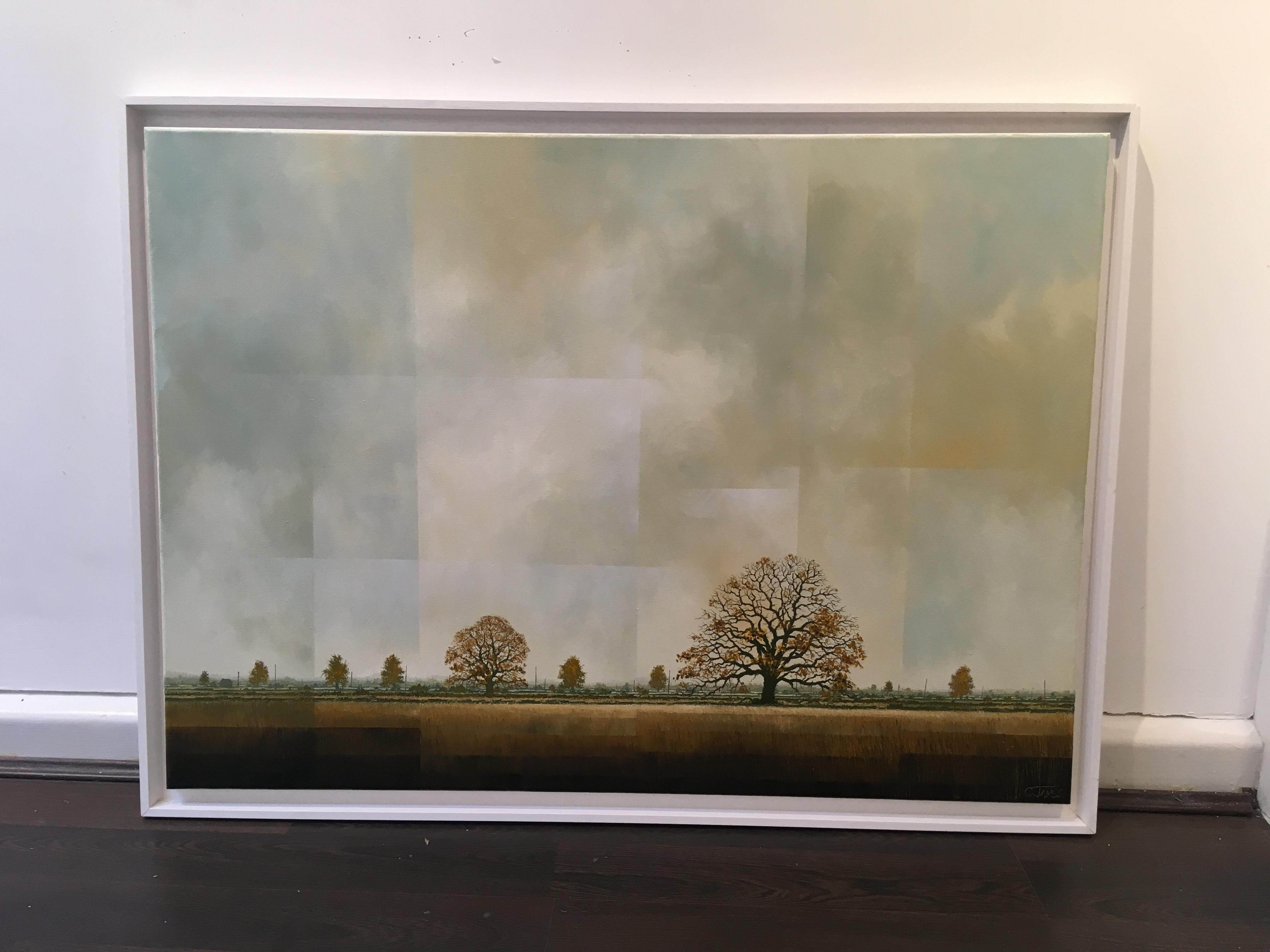 The temporal approach is the essence of Glynne’s work and results in highly stylised canvases, each painting approaches the landscape in terms of its changes, not as individual paintings but upon the same canvas, strips of fenland character