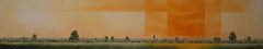 Glynne James - Oil Seed Sunset - contemporary orange landscape fields trees oil painting Oil Seed Sunset - contemporary orange landscape fields trees oil painting