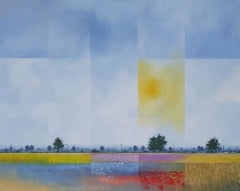 Rainbow Fields - Contemporary Rural Landscape: Oil on Canvas