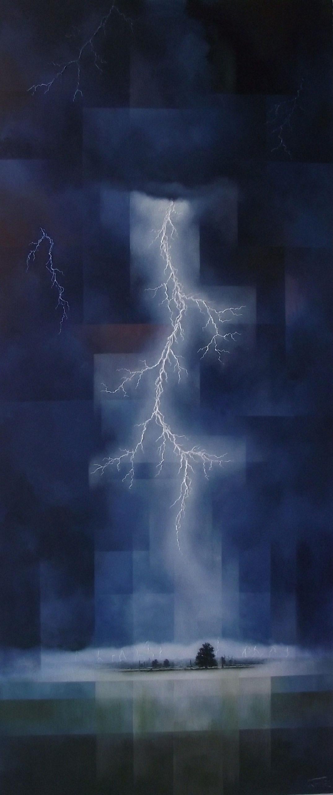 Glynne James Figurative Painting - Ready or Not - Lightening Strike / Contemporary Rural Landscape: Oil on Canvas