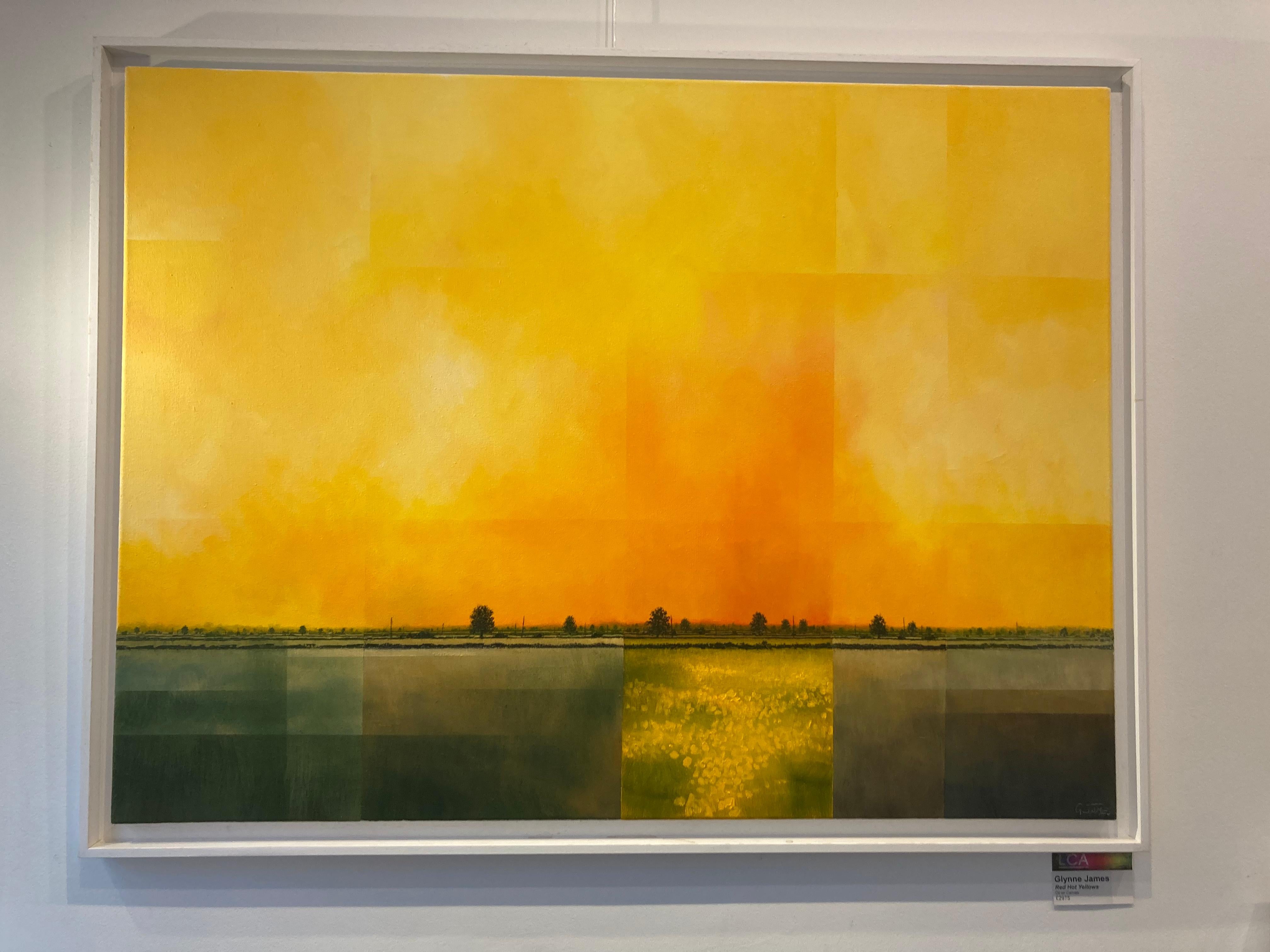 Red Hot Yellows - Contemporary British Landscape: Oil on Canvas For Sale 2