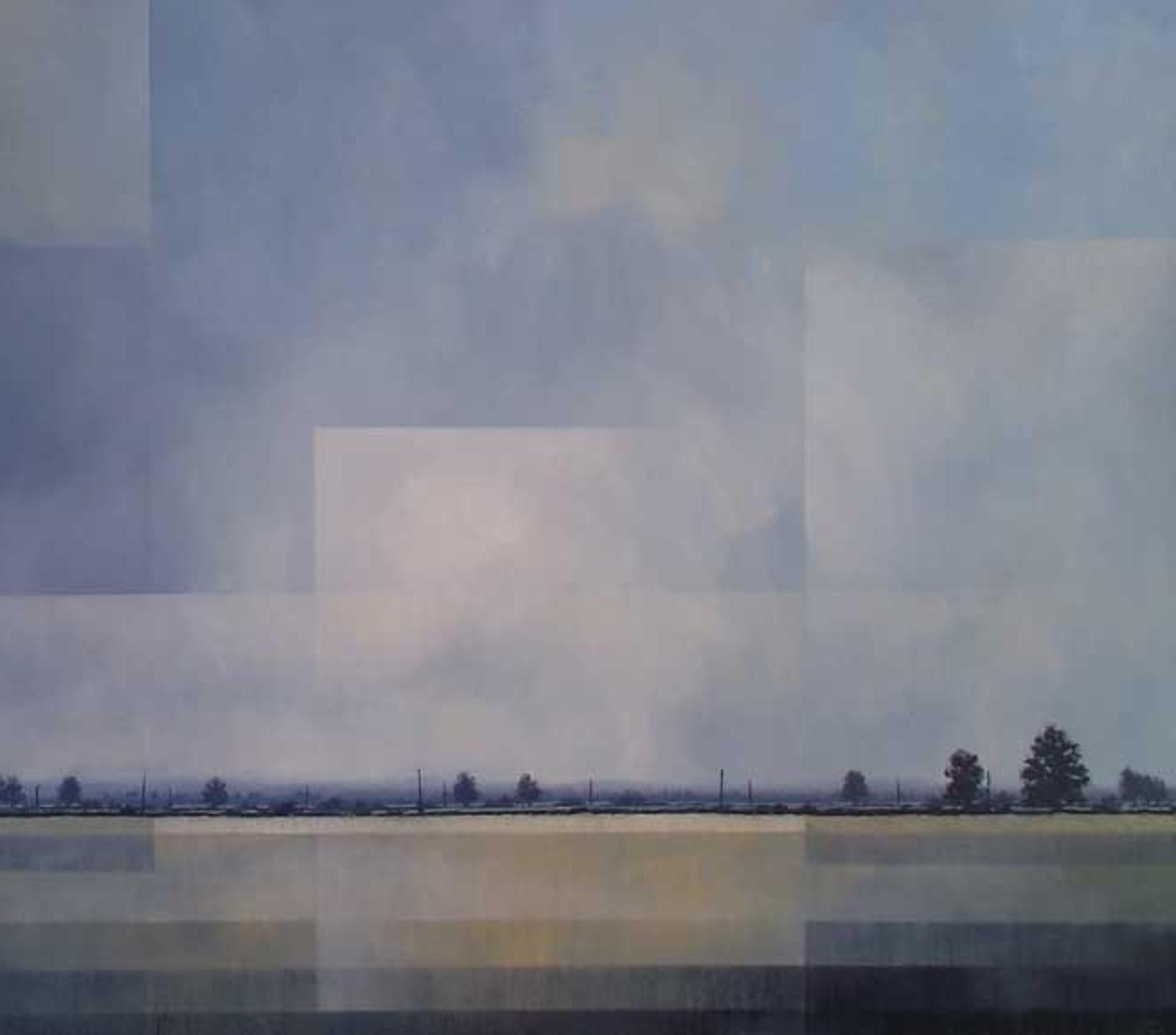 Tranquil Times - Contemporary British Countryside: Oil on Canvas - Gray Landscape Painting by Glynne James