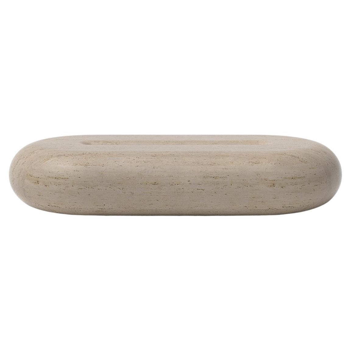 Glyph Travertine Stone Low Table by Arthur Vallin For Sale at 1stDibs