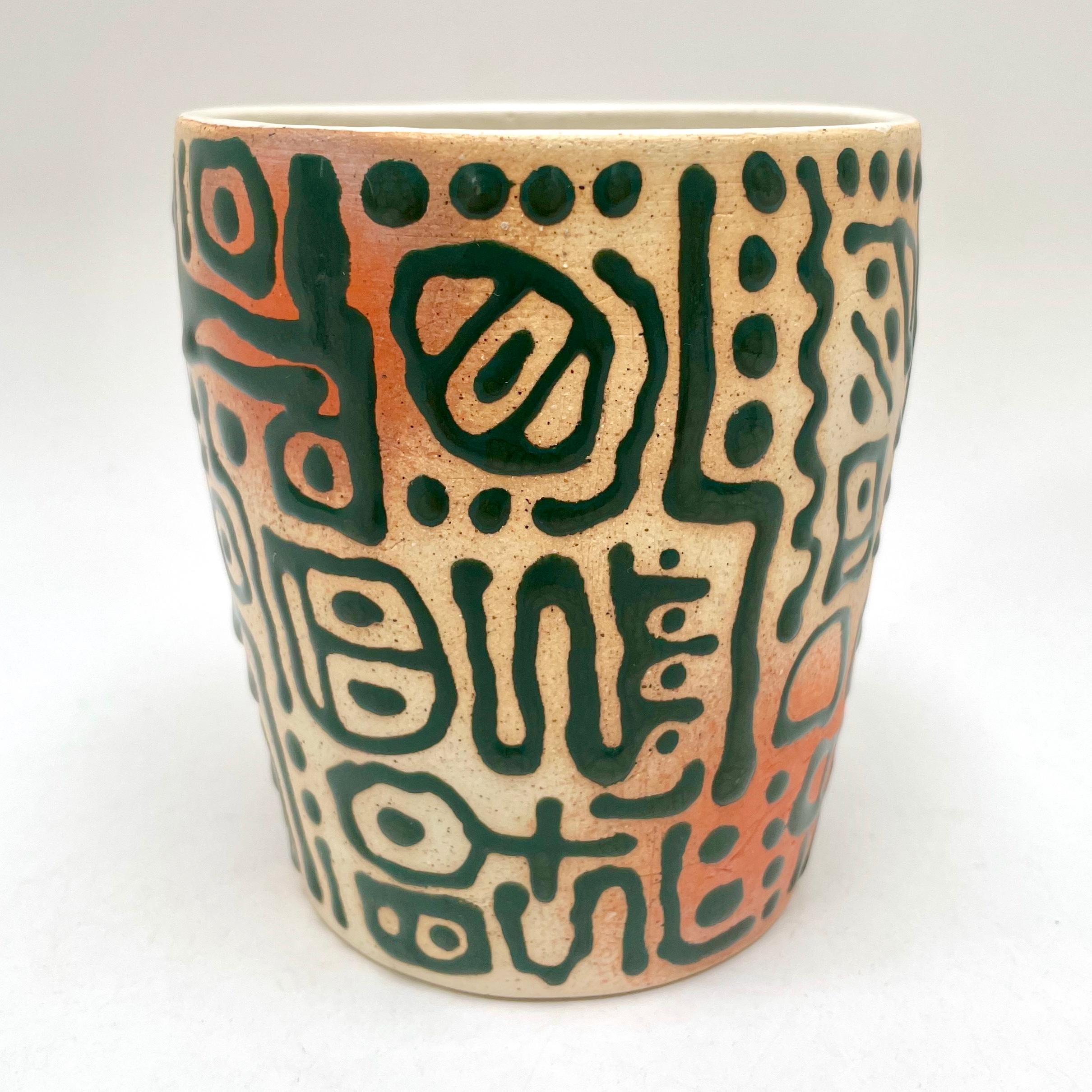 North American Glyph Tumbler, Handmade and Food Safe, by Artist Stef Duffy For Sale