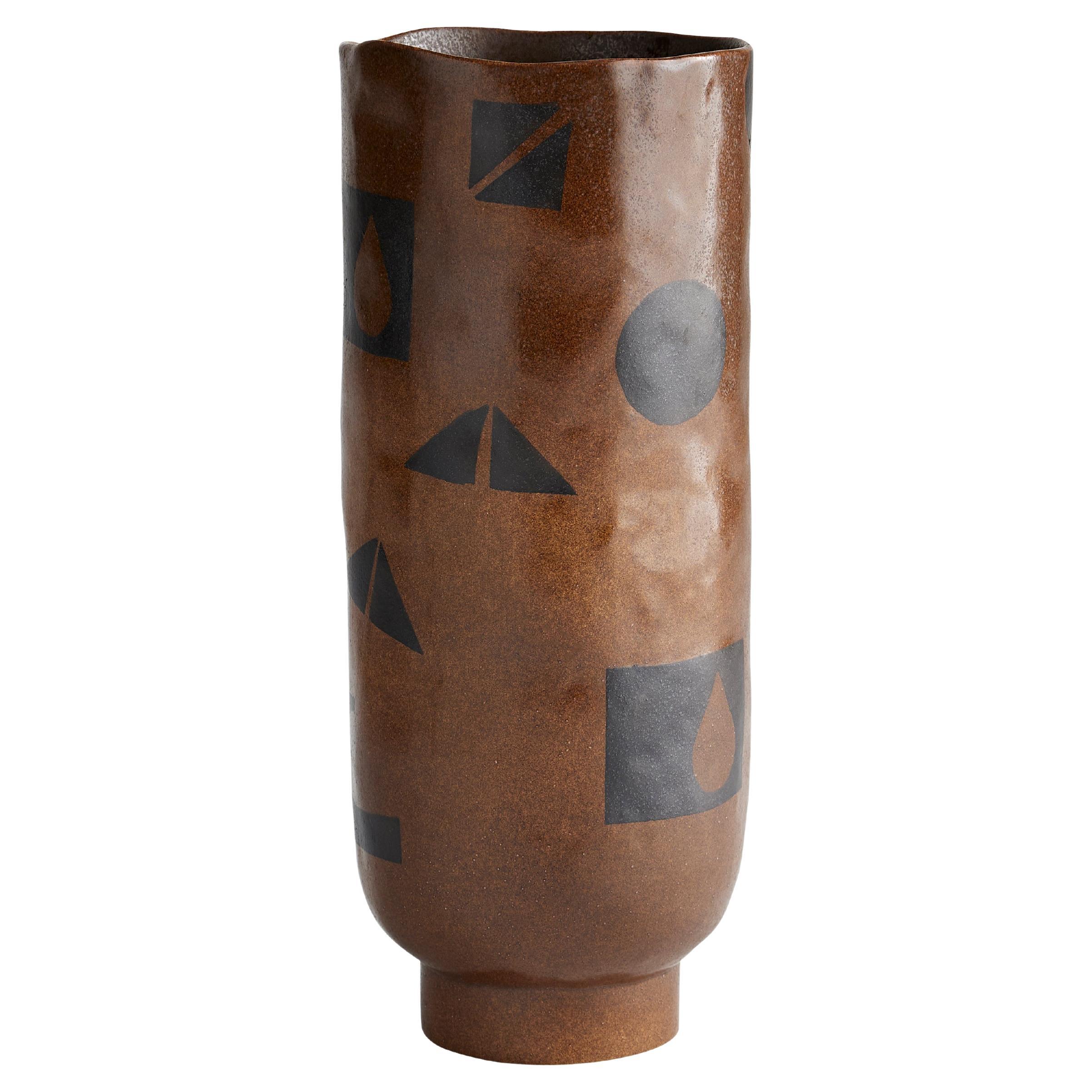 Glyph Vase, Tall - Hand-painted Glazed Ceramic Vase