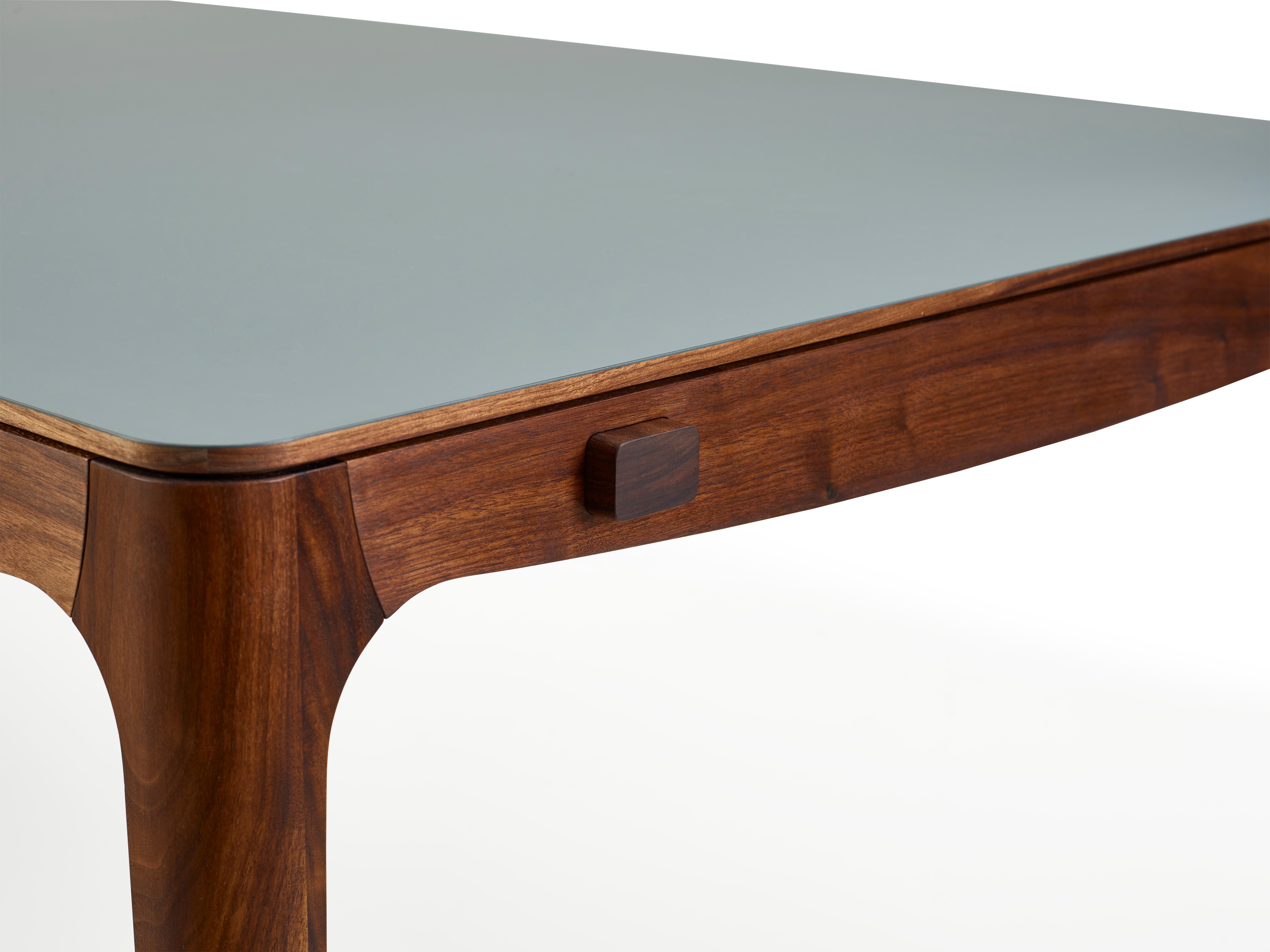 Scandinavian Modern GM3700 RO Table, Walnut, White Corian top - Design by Hans Sandgren Jakobsen For Sale