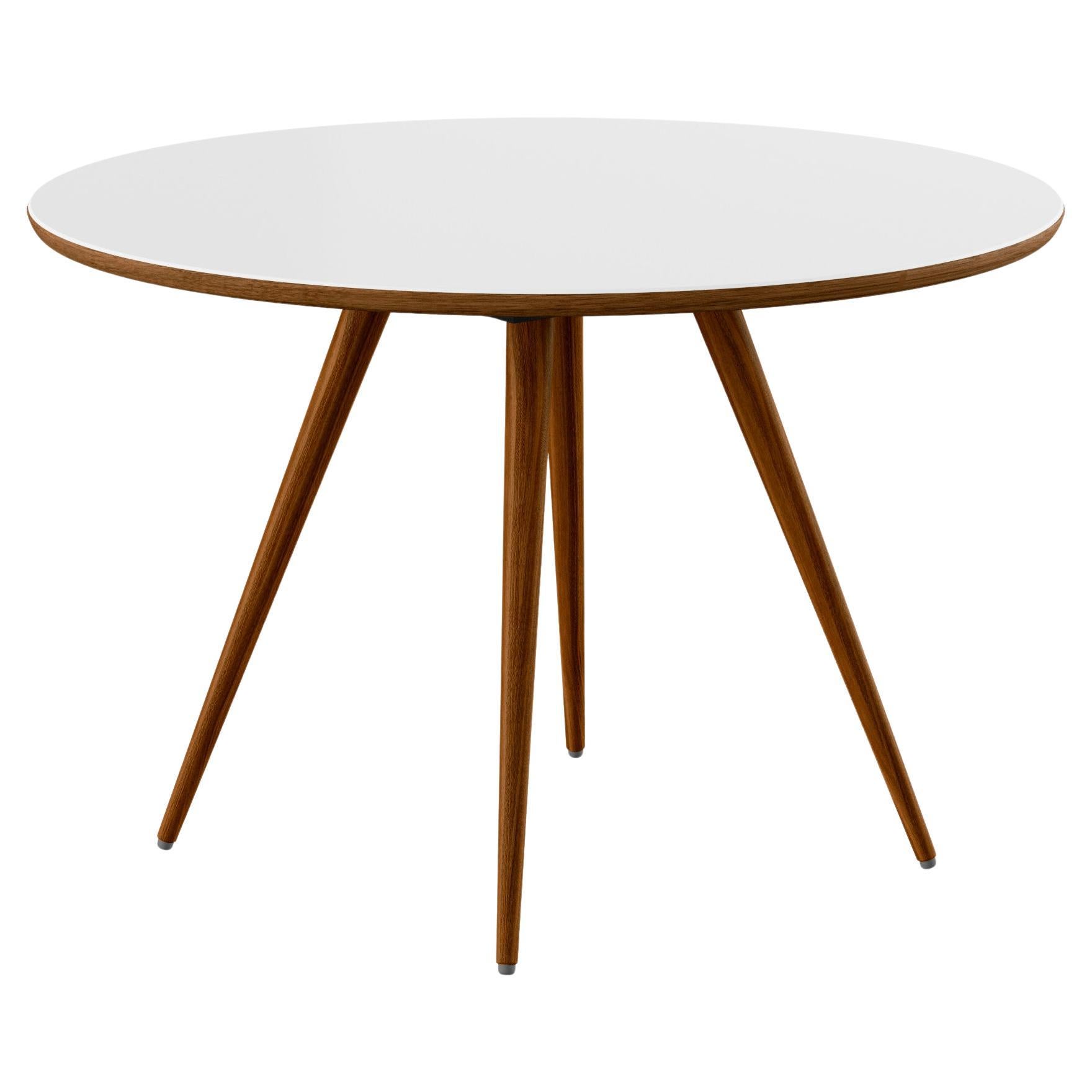 GM3900 Edge Round Table, Walnut, White Corian - Design by Nissen & Gehl MDD For Sale