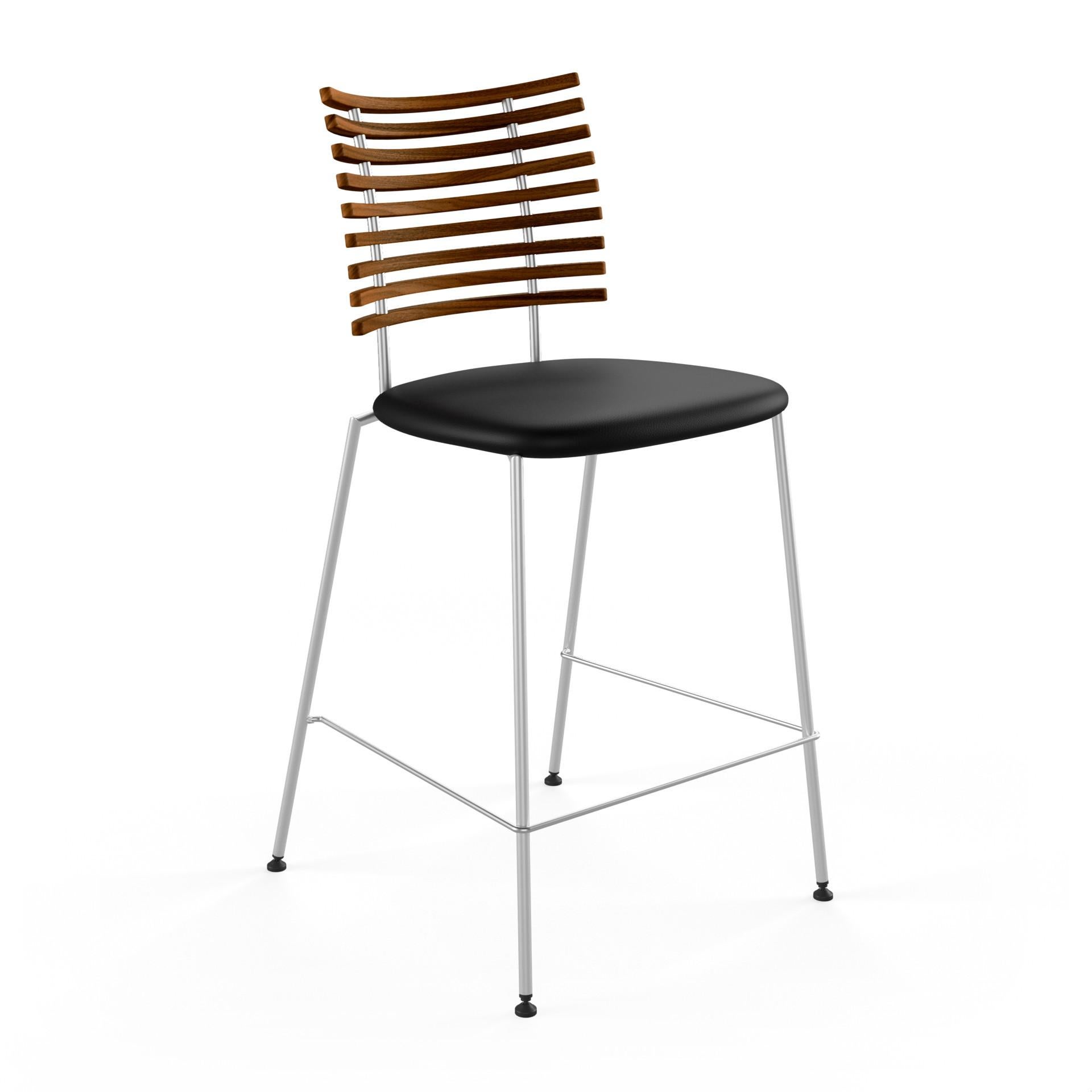 Stainless Steel GM4107 Tiger Barstool, Walnut, Naver Select Leather - Design by Henrik Lehm For Sale