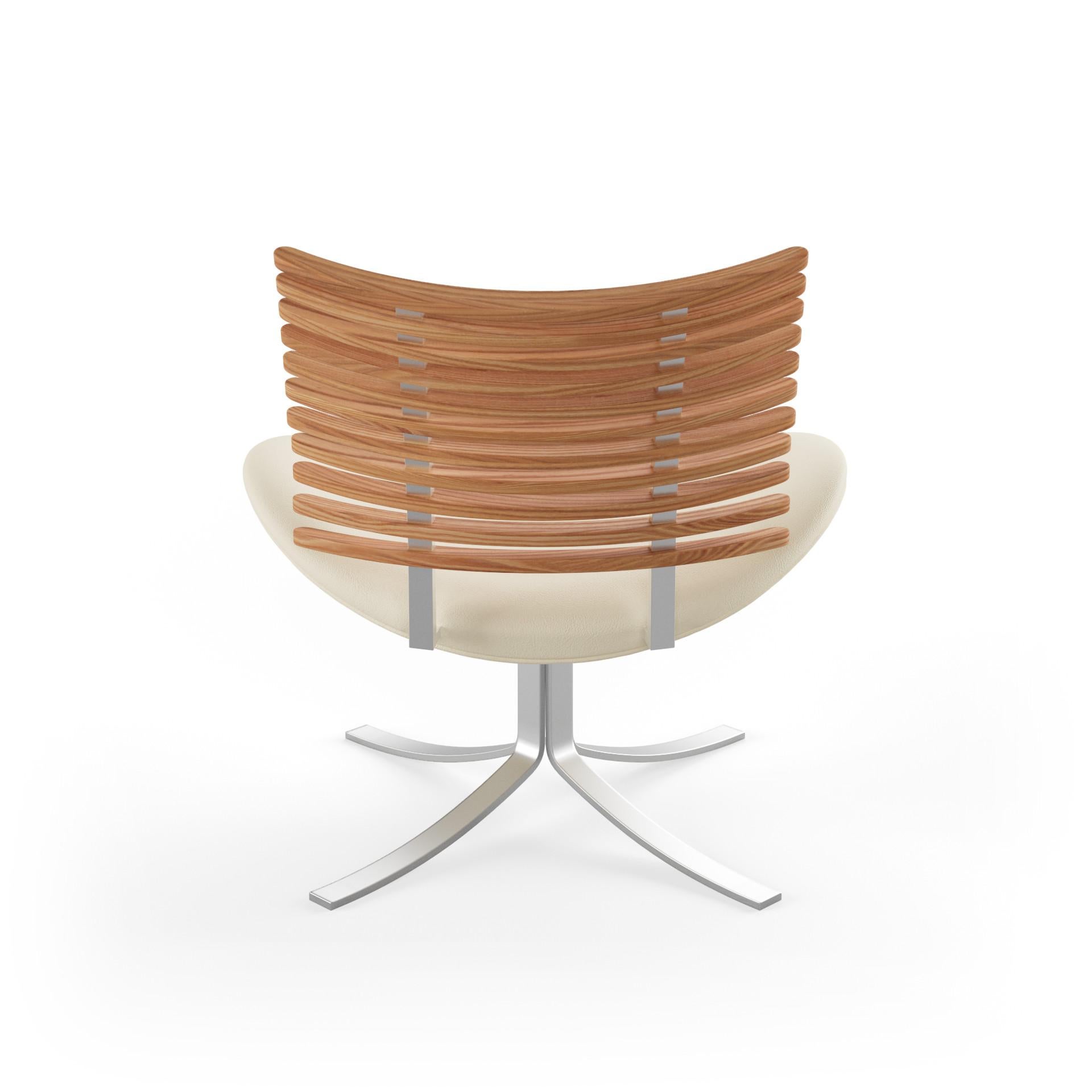 Scandinavian Modern GM4175 Gepard Lounge Chair, Elm, Naver Select Leather, Design by Henrik Lehm For Sale
