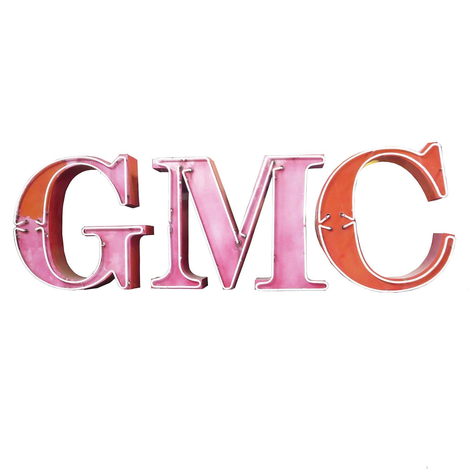 This wonderful sign came from the Oakland California dealership, which sold GMC, Cadillac, Pontiac, and Buick automobiles. We are fortunate to have acquired both the GMC and Buick signs. Each neon letter is individually powered, with a separate