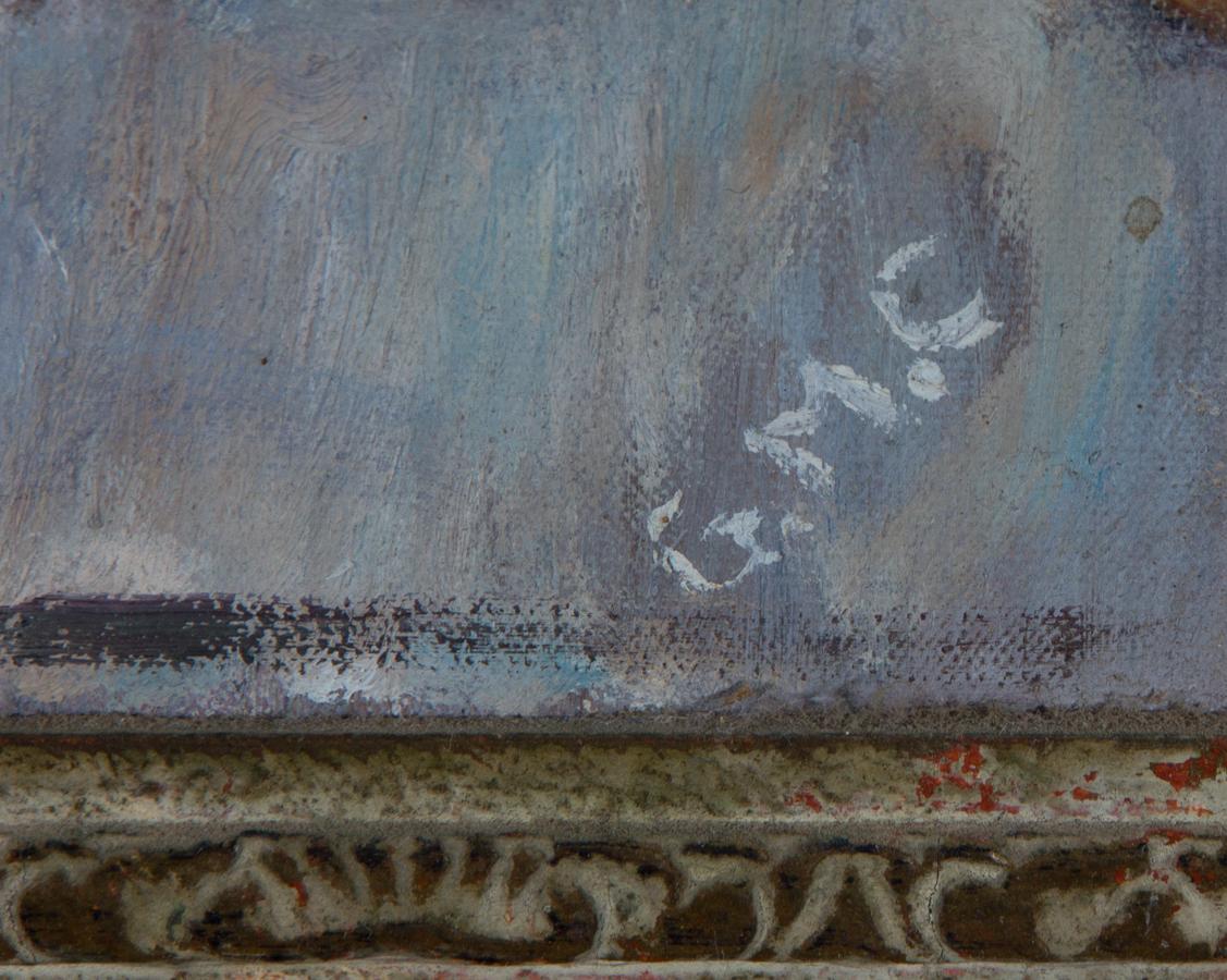 G.M.C. – kunstvoll gerahmtes Ölgemälde, Mitte des 20. Jahrhunderts, an der Petrolstation 4