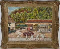 G.M.C - Ornately Framed Mid 20th Century Oil, At the Petrol Station