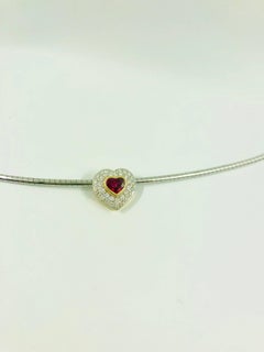 G.Minner Burma Ruby Diamonds Gold Heart Pendant