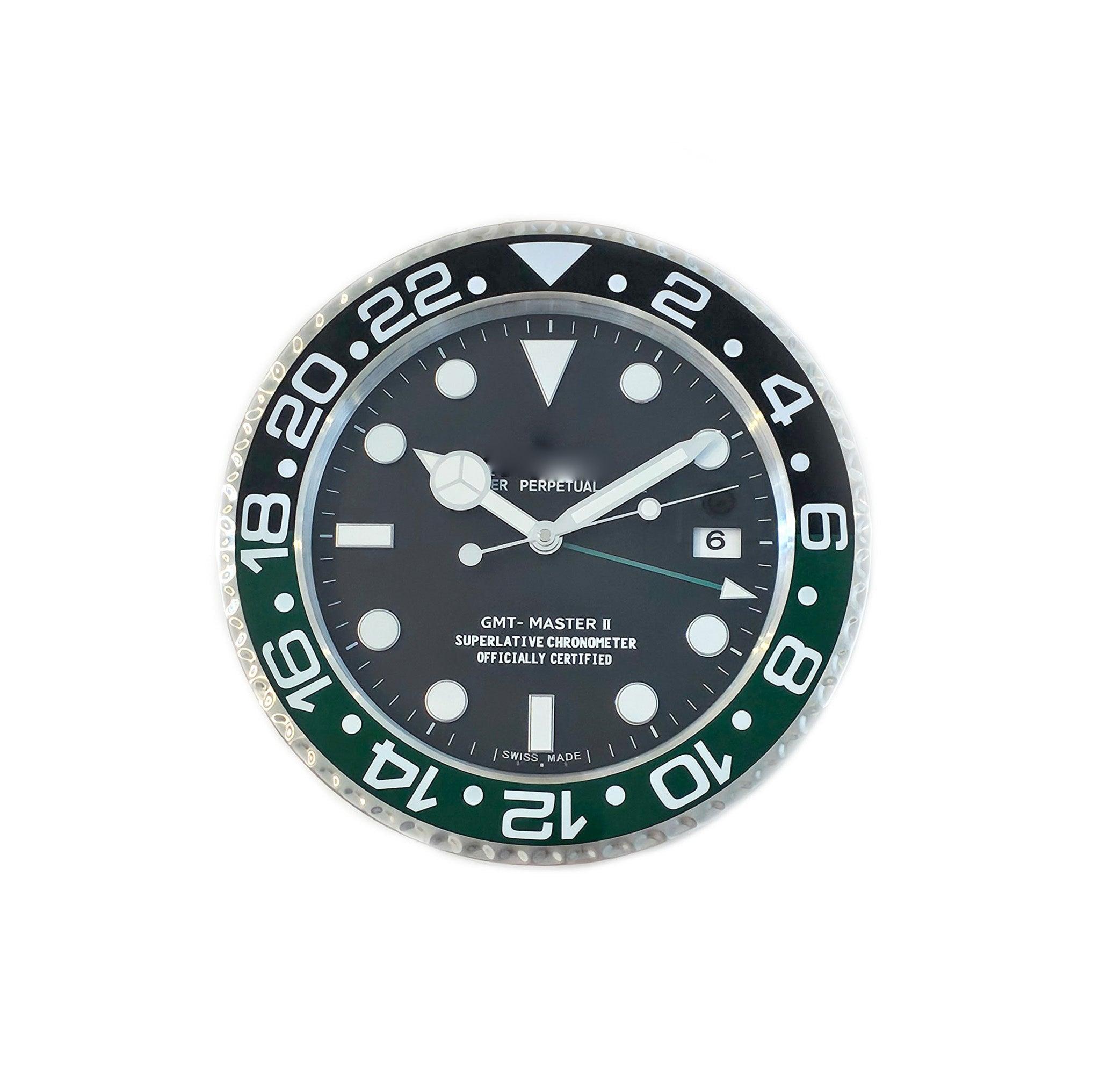 Contemporary GMT-MASTER Store Display Wall Clock in Stainless Steel & Green Enamel For Sale
