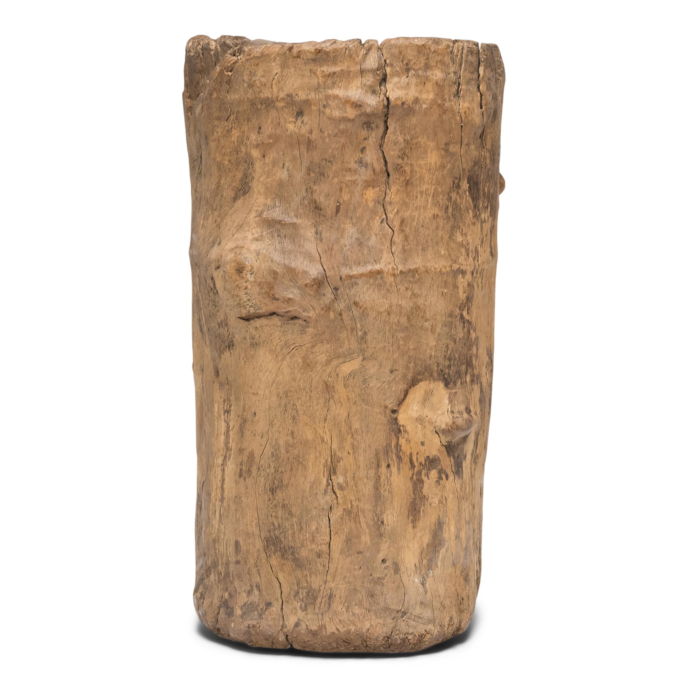 Cinese Mortaio a tronco d'albero nodoso, 1900 ca. in vendita