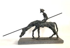 Don Quichotte - Scultura in bronzo raffigurante un toro che attacca l'artista contemporaneo