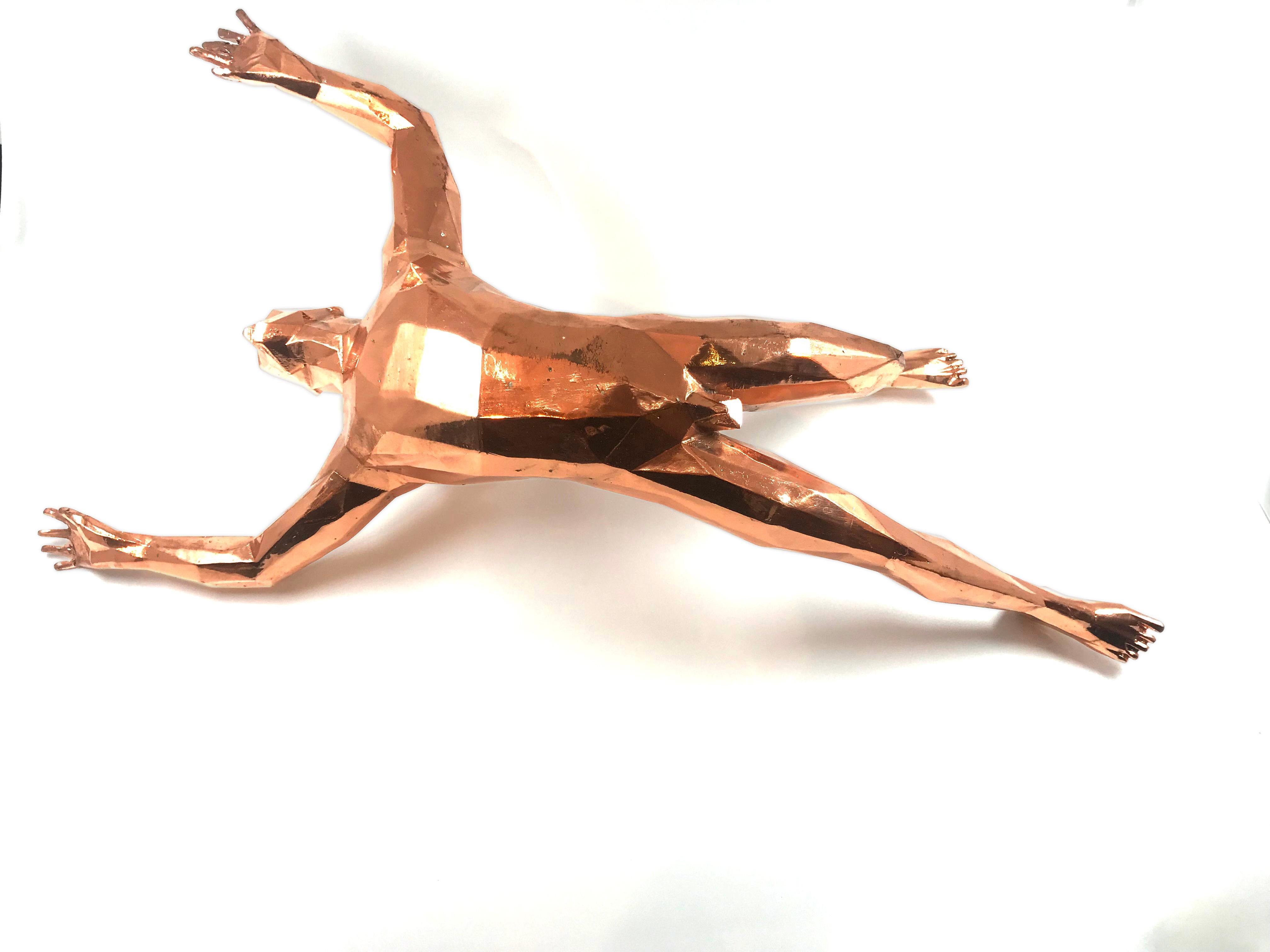 Dark Descent - Gold Figurative Sculpture by Gönül Nuhoğlu