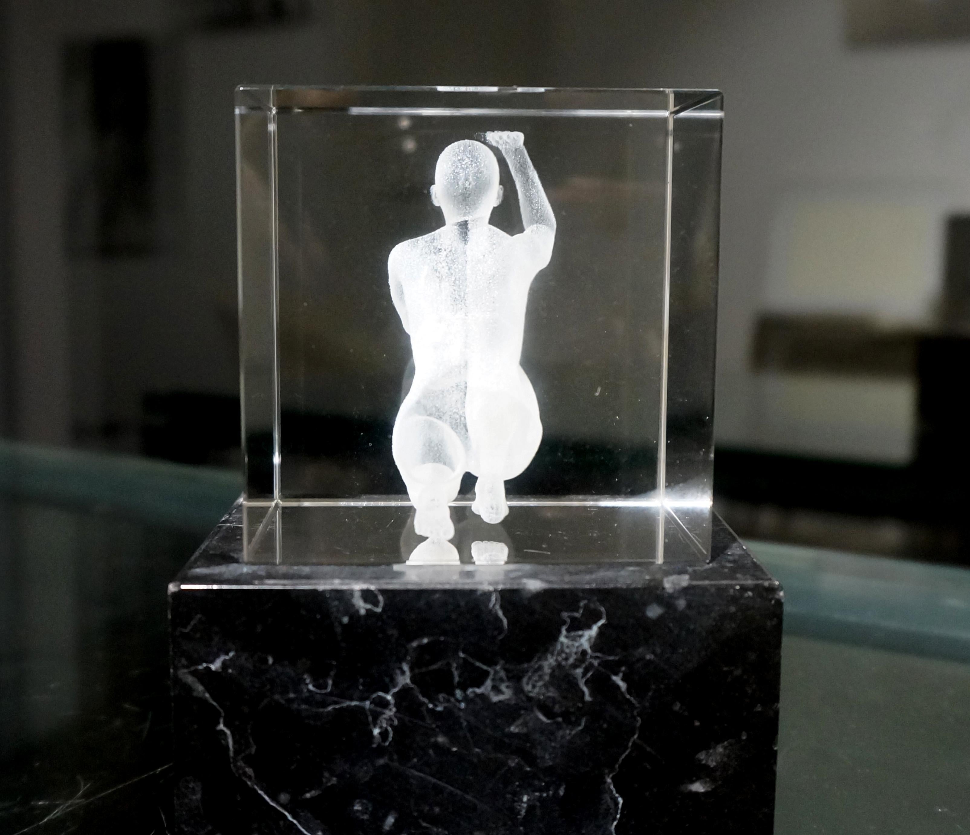 Crystal Glass, Solid Marble, Laser Engraving
8x8 cm

About Artist
As an artist who lives in İstanbul and collaborates with the fields of historiography, politics and sociology, the works I have produced in the last twenty years are dialogues that