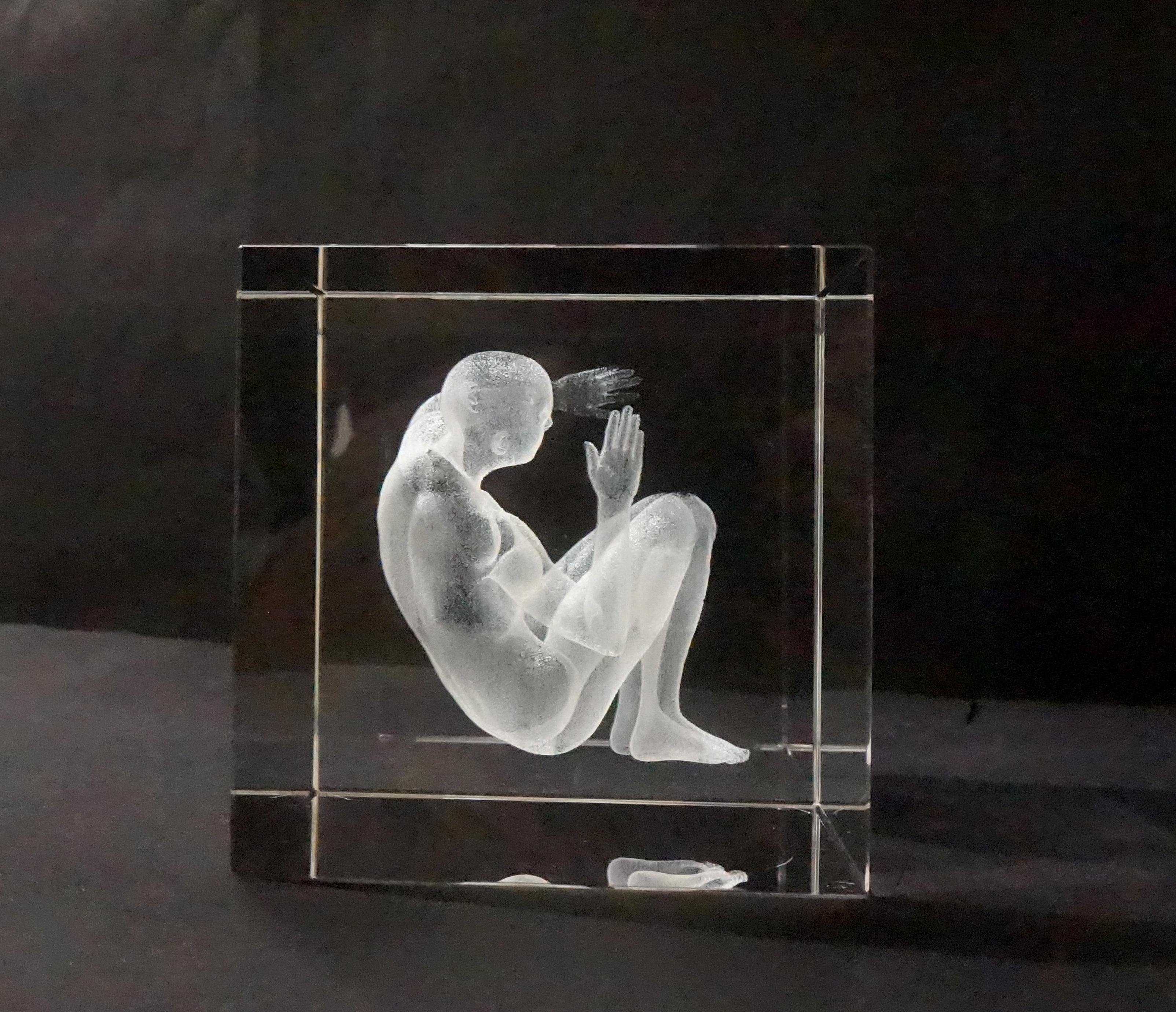 Trapped Woman
Crystal Glass, Solid Marble, Laser Engraving
8x8 cm

About Artist
As an artist who lives in İstanbul and collaborates with the fields of historiography, politics and sociology, the works I have produced in the last twenty years are