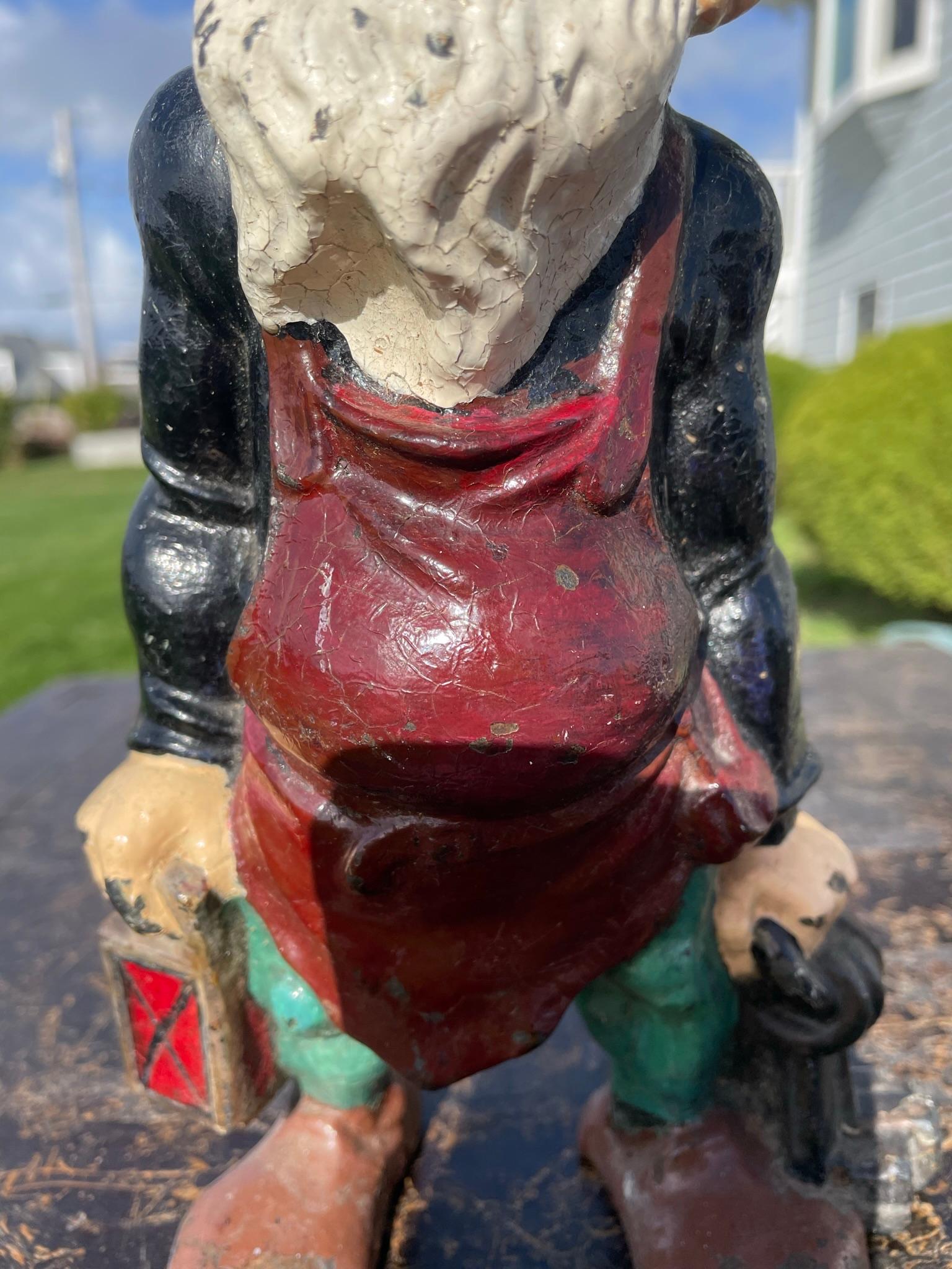 Gnome Festive Red And Green Lantern Sculpture 
