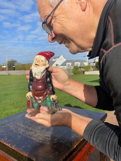 Gnome Festive Red And Green Lantern Sculpture "Keeper of Keys"